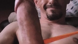 TIED UP MY COCK AND SPURTED ROPES OF JIZZ ON CAM!