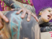 Tattoo Cute Girl Masturbating, Playing With Her Pussy And Ass, Rides Her Anal With A Huge Dildo And Gapes Prolapse 1/16