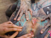 Tattoo Cute Girl Masturbating, Playing With Her Pussy And Ass, Rides Her Anal With A Huge Dildo And Gapes Prolapse 14/16