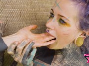 Tattoo Cute Girl Masturbating, Playing With Her Pussy And Ass, Rides Her Anal With A Huge Dildo And Gapes Prolapse 7/16
