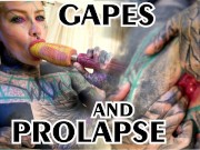 TATTOO girl masturbating, fingering her pussy and ass, fucks her ANAL with a toy and GAPES prolapse