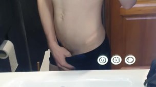 Hot teen teasing in bathroom