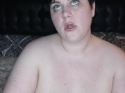 short hair BBW smokes topless 12/16