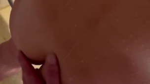 Blowjob shower and cum on small tits at hotel 