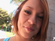 Teen brunette shows her beautiful body at outdoor casting