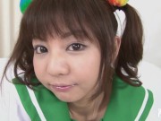 Horny Japanese college chick gets naughty and shows her shaved cunt