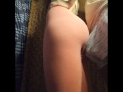 Pretty skinny girl dragged old man into the pantry and made me cum on her big ass in pink leggings 1/16