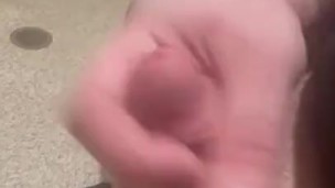 Masterbating inside a grocery store ending in big cumshot on the floor