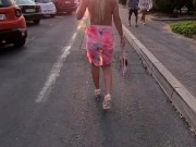 Topless Walking On The Public Street