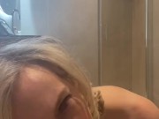 Red lipstick dildo blowjob