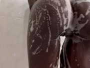 Petite Sexy Ebony shows off her round ass in the shower /shower tease  6/16
