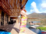 Busty redhead mature RedXXX plays with her pussy outdoors 4/16