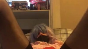 Sissy butt plug play and cum