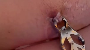 Nipple Play with wax and pain 
