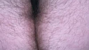 Hairy ass play with tool