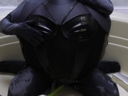 WWM - Black Corset and Zentai Inflation 11/16