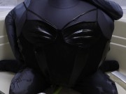 WWM - Black Corset and Zentai Inflation 13/16