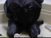 WWM - Black Corset and Zentai Inflation 8/16