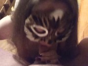 She smokes a cigarette, while gives me a a blowjob (cum on face) 11/16