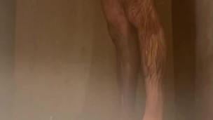 Jerking off and cumming in the gym shower