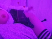 Humping pillow compilation skinny babe teen egirl lesbian rubbing pussy in Japan uniform 18
