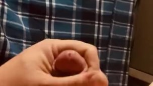 Chubby guy jacking off in semi to completion 