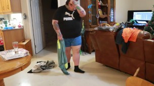 Fat Boy 🐆 Man Puma Shorts and T-Shirt Try-On Clothing Haul up next Wrangler Stone Wash Jeans Pants