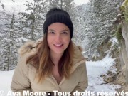 VLOG PORN, Une randonnée en raquette se transforme en baise exhib à la neige, j'avale tout le sperme 10/16