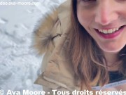 VLOG PORN, Une randonnée en raquette se transforme en baise exhib à la neige, j'avale tout le sperme 11/16
