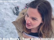 VLOG PORN, Une randonnée en raquette se transforme en baise exhib à la neige, j'avale tout le sperme 14/16