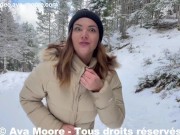 VLOG PORN, Une randonnée en raquette se transforme en baise exhib à la neige, j'avale tout le sperme 9/16