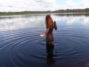 Naked Redhead Teen Plays with a Water Lily 2/16