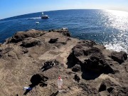 The BOATS watched us FUCK on the cliff! I CUM THREE TIMES and get a NO PROTECTION CREAMPIE 9/16