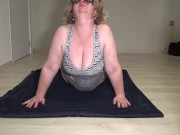 Doing exercises shaking big saggy tits, mature busty bbw milf. 2/16