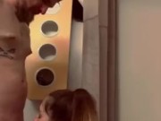 Motel bathroom blowjob turns into hot fuck with sexy big ass amazing tit milf 🥵🍆💦🔥 6/16