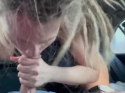 Public backseat roadway head with sexy young blonde 9/16