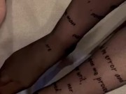 Nylon footjob and glasses blowjob with cum on feet pantyhose  2/16