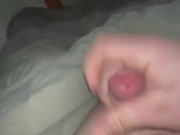 Chubby man rubs off his morning wood