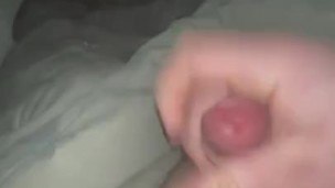 Chubby man rubs off his morning wood