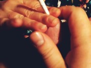 She likes to play with my cock and smoke a cigarette 10/16
