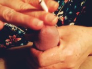 She likes to play with my cock and smoke a cigarette 13/16