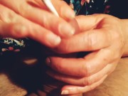 She likes to play with my cock and smoke a cigarette 15/16