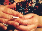 She likes to play with my cock and smoke a cigarette 16/16