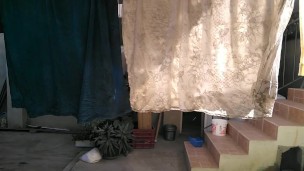 Naked hot neighbour hanging out the washing