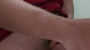 Having a quick wank while friends visit