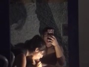 morena chupa mi gran polla frente al espejo! 6/16