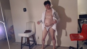 A Clean Dude in Tight Jean Cutoffs & A Bright White Leather Jacket Exposes Hard Italian Cock!