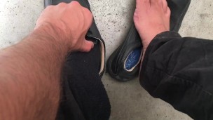 I’M ON THE ROAD TO NOWHERE - PUBLIC TOILET CUM IN MY SOCK - MANLYFOOT - Truck drivers rest stop 🚻