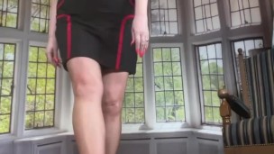 Copper seamed nylons upskirt