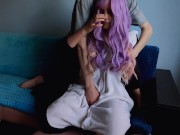 Cute girl with purple hair is delighted with my penis 2/16